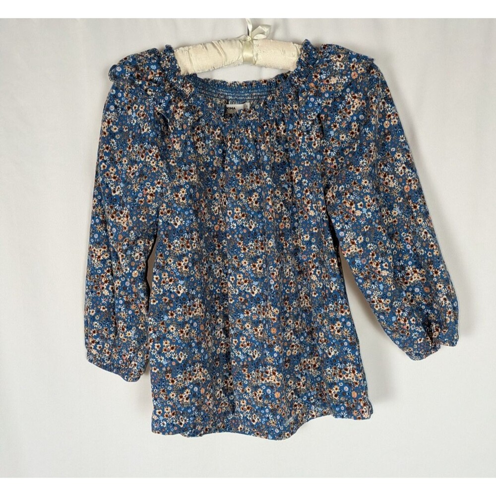 Sonoma Blouse S Women's Blue Ruffle Shoulder 3/4 Sleeve Peasant Top Bohemian